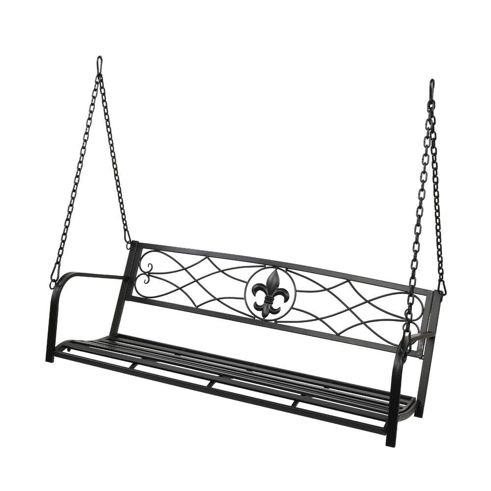 GoDecor Porch Swing Vintage Metal, Swing Bench Chairs Seat Black