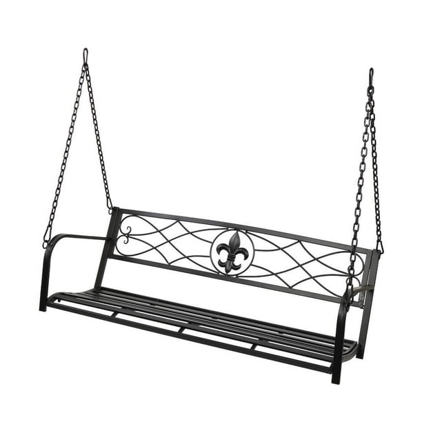 GoDecor Porch Swing Vintage Metal, Swing Bench Chairs Seat Black