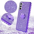 thumbnail image 3 of Samsung Galaxy S21 Plus/S21+Case Glitter Phone Ring Kickstand Girls Women Diamond Sparkly Case Cover for Galaxy S21 Plus/S21+- Purple, 3 of 3