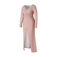 thumbnail image 2 of goowrom Robe une Pièce Grande Taille pour Femmes, Robe Longue à Col en V Profond avec Ceinture et Manches Longues, 2 of 7