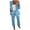 Bright Blue, variant on MOJOGO Dressy 2 Piece Outfits for Women Satin Blazer High Waisted Pants Formal Office Business Casual Two Piece Set Brown XL
