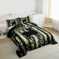 thumbnail image 3 of Manfei Reindeer Wildlife Adult Bedding Comforter Set, Vintage US Flag Twin Comforter Sets, Green Stripes Geometric Reversible Bedding Set, Lightweight Room Decor, 2pcs, 3 of 8