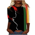 thumbnail image 1 of YanHoo Hauts à Manches 3/4 pour Femmes T-Shirts Graphiques à Manches 3/4 Chandail Décontracté à Col Rond T-Shirts sur l'Histoire des Noirs Manches 3/4 Grande Taille Hauts pour Femmes en Liquidation, 1 of 5