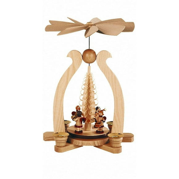 German christmas pyramid arch Music-playing angels, height 29 cm / 11 inch, natural, original Erzgebirge by Müller Seiffen