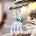 thumbnail image 6 of CuiLiyq Christmas Reindeer Tree Ornament, Flocked Christmas Elk Figurines Pendants with Green Wreath, Standing Deer Hanging Charm Ornaments for XmasTree Party Holiday Decor (White), 6 of 6
