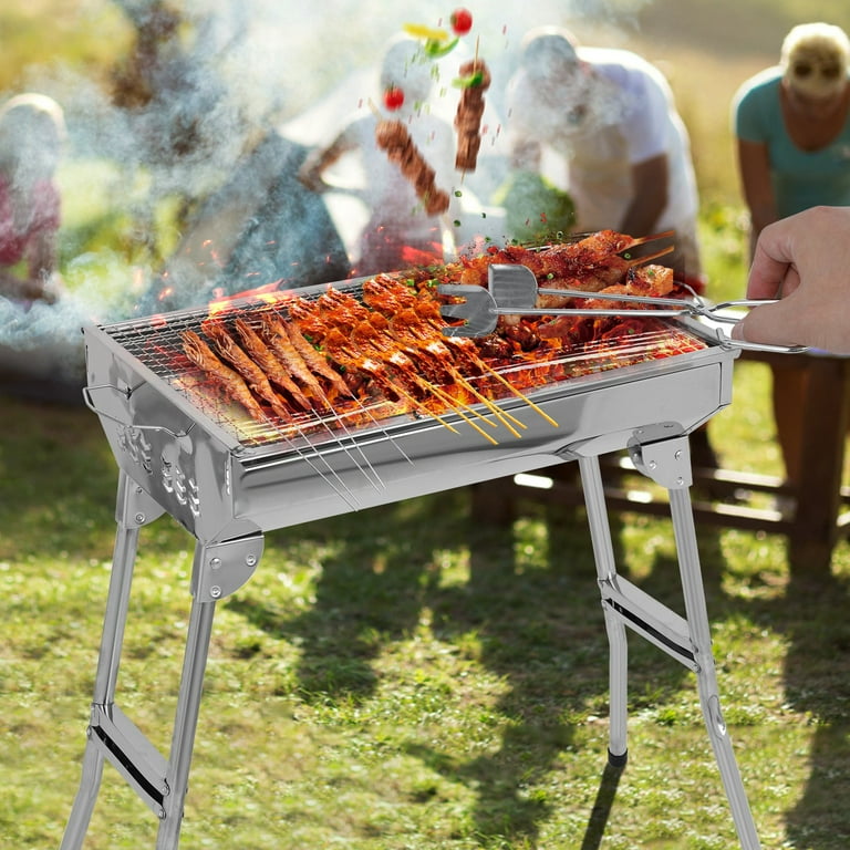 QLFSCXG Charcoal Grill Hibachi Grill Portable Bbq Grill Large Folding Barbecue Grill Stainless Steel Camping Grill for Outdoor Picnic Patio Garden