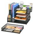 thumbnail image 2 of Organizador de escritorio Marbrasse de 5 niveles con archivador y cajón negro, 2 of 7