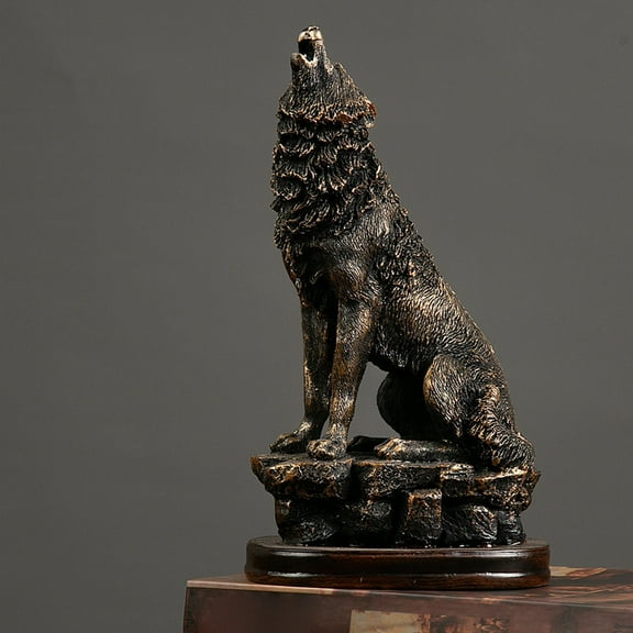 Polyresin Wolf Figurine, Tabletop Creative Art Collectable Craft Ornament Resin