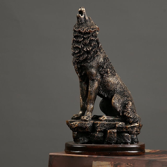 Polyresin Wolf Figurine, Desktop Craft Decorative Collection Ornament Sculpture