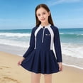 thumbnail image 2 of Girl Rash Guard Swimsuit Long Sleeve Sun Protection Flounce Printed Girls Bathing Suit Size 4-5 Years, 2 of 5
