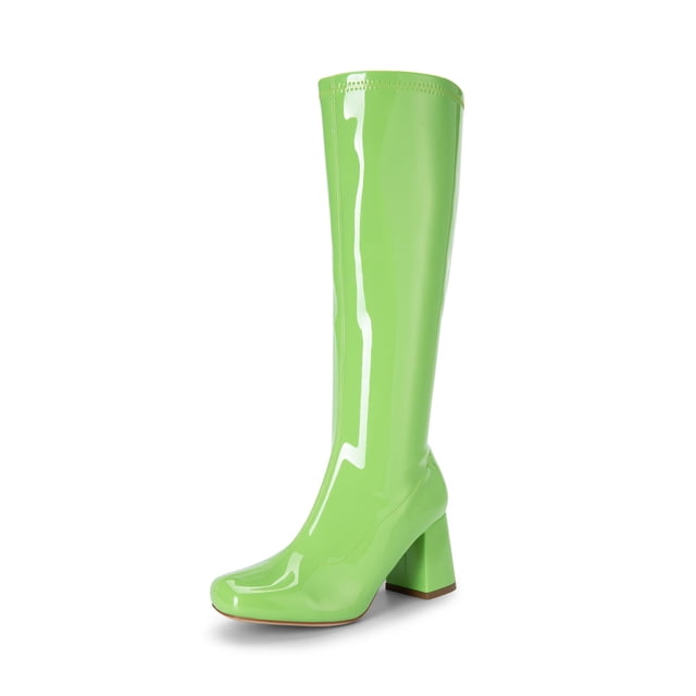 Botas DREAM PAIRS Gogo Punta Cuadrada Tacón Grueso Verde