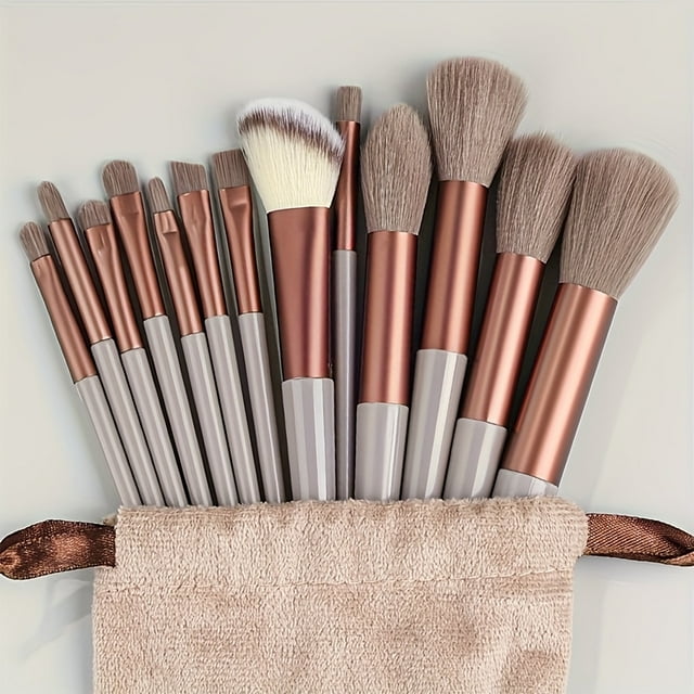 LNGOOR 13PCS Professional Makeup Brush Set Soft Polyester Bristles For Flawless Beauty Hypoallergenic Nylon Bristles All Skin Types
