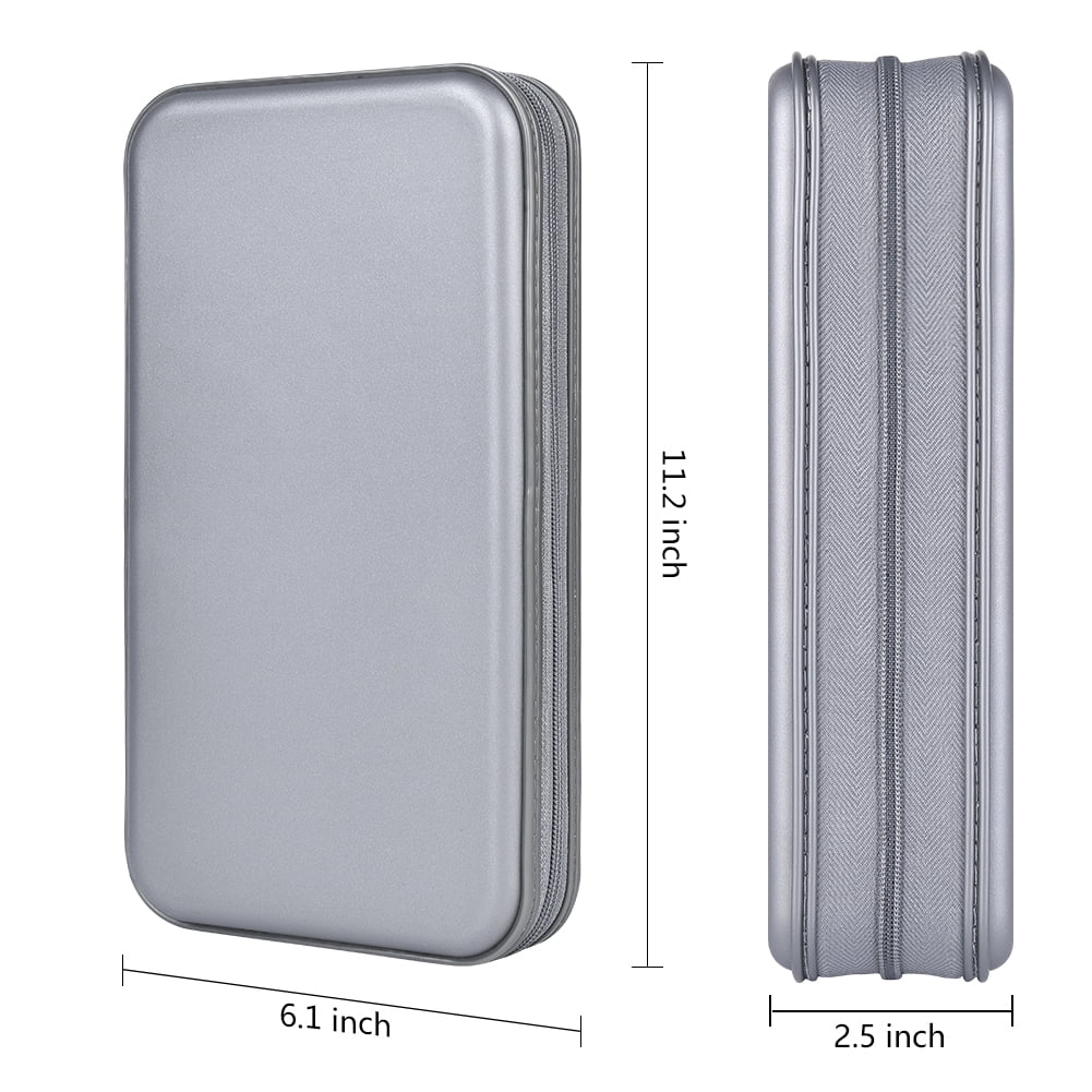 96 Capacity CD Case,Gray Hard Plastic CD/DVD Holder Portable Wallet