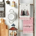 thumbnail image 3 of SOME THING Pink Buffalo Plaid Xmas Tree Merry Christmas Kitchen Towels Dish Towels, 18x26 Inch Winter Snowflakes Decoration Hand Towels Set of 2, 3 of 6