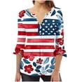 thumbnail image 2 of Lorytime 4th of July Outfits for Women Patriotic Graphic Tops Red White and Blue Wear 3/4 Sleeve Holidays Clothes S, 2 of 5