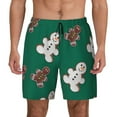 thumbnail image 3 of Uemuo Gingerbread Snowman Cookies Pattern Mens Swim Trunks Quick Dry Board Shorts with Mesh Lining, Stretch Beach Shorts Quick Dry No-Chafing Board Shorts-X-Large, 3 of 9