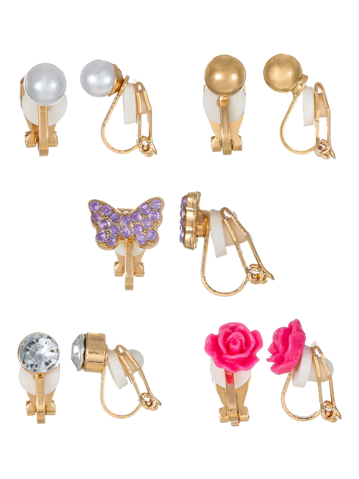 Wonder Nation Goldtone Clip-on Earrings, Girls, 5 Pairs
