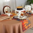 thumbnail image 5 of Forest Fall Raccoon Table Runner-Cotton Linen- 72 Inch Holiday Dresser Scarves, Autumn Bird Maple Trees Maple Leaves Tablerunner for Kitchen Coffee/Dining Bedroom Living Room Dinner Scarf Décor 18x72, 5 of 7