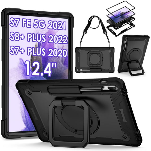 Funda DETUOSI 360 con rotación híbrida para Samsung Galaxy Tab S7 FE 5G/S8+Plus/S7+Plus 12.4