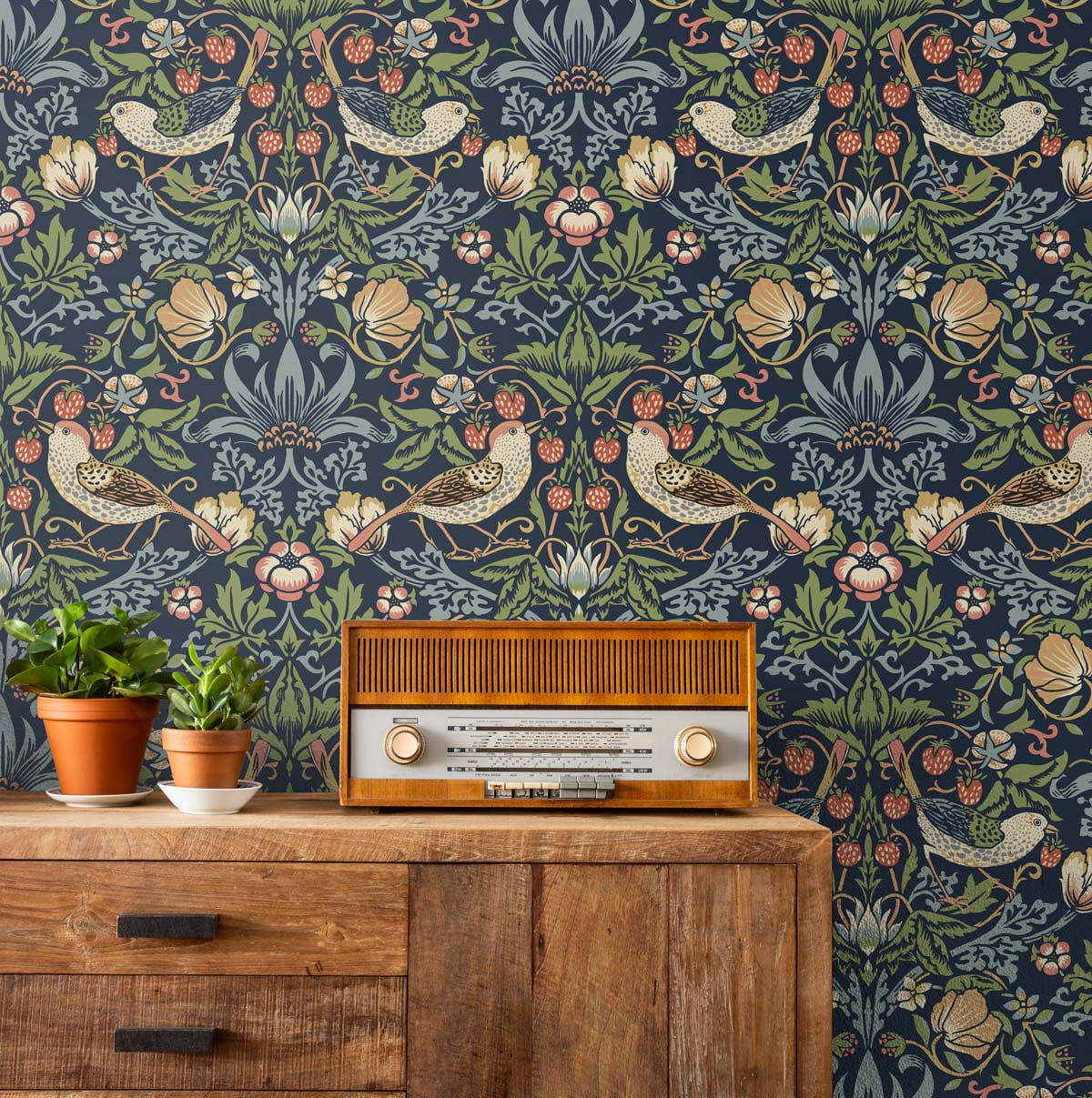 NextWall Midnight Blue Aves Garden Peel and Stick Wallpaper
