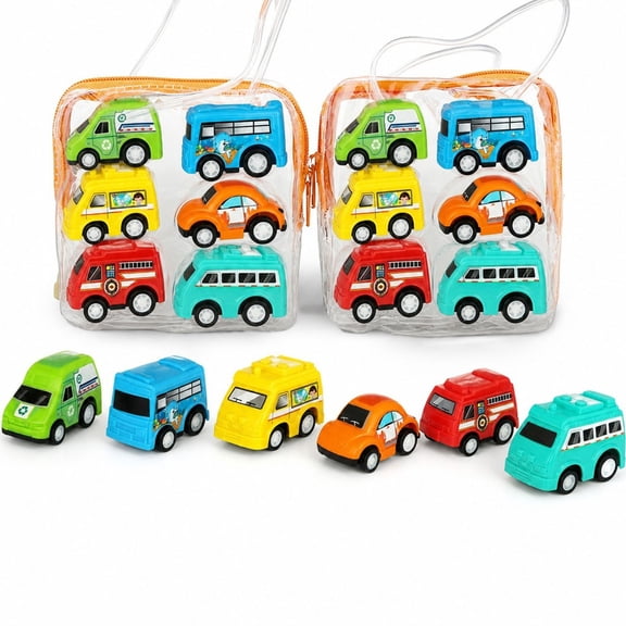 Clearance 6Pcs Toddler Car Toys, Mini ABS Engineering Vehicle Set with Pull Back Movement, 1.8 Inch Toys Cars for Boys Girls 18 Months Birthday Gift