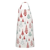 Multicolor Christmas Tree Apron-Garden Aprons for Women with Pockets-Cotton Linen Waterproof Kitchen Cooking Gardening Aprons Adjustable for Kitchen,Cooking,BBQ and Salon 32"x27"