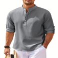 thumbnail image 1 of Hawaiian Seersucker Cardigan Men‘s Button Down Long Sleeve Plus Size Shirt, 1 of 5