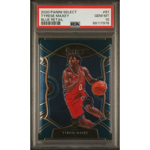 Graded 2020 Panini Select Tyrese Maxey #81 Blue Retail Rookie RC Basketball Card PSA 10 Gem Mint