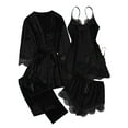 thumbnail image 2 of Censtreet Silk Pajamas for Women 5Pcs Sleepwear Loungewear Satin Robe Cami Shorts Pj Set, 2 of 7