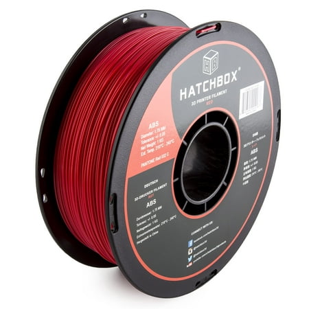 HATCHBOX 3D ABS-1KG1.75-RED ABS 3D Printer Filament, Dimensional Accuracy +/- 0.05 mm, 1 kg Spool, 1.75 mm,