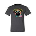 thumbnail image 2 of Pugs and Kisses Cute Dog Neon Rainbow Pug Dog Lover Men's Graphic T-Shirt, Heather Black, 4XL, 2 of 3