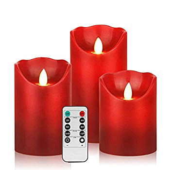 LED Real Wax Flameless  Red Candles Set Of 4 