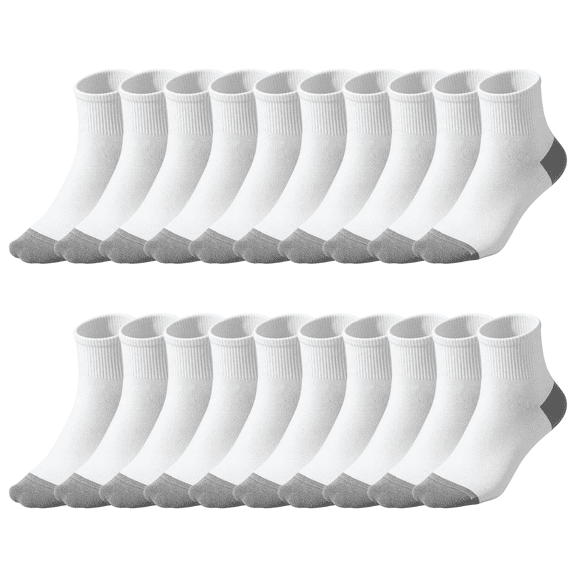 GARITIN Women's Crew Socks 10 Pairs, Soft Breathable Athletic Crew Socks, Reinforced Toe Cushioned Casual Sports Socks, White