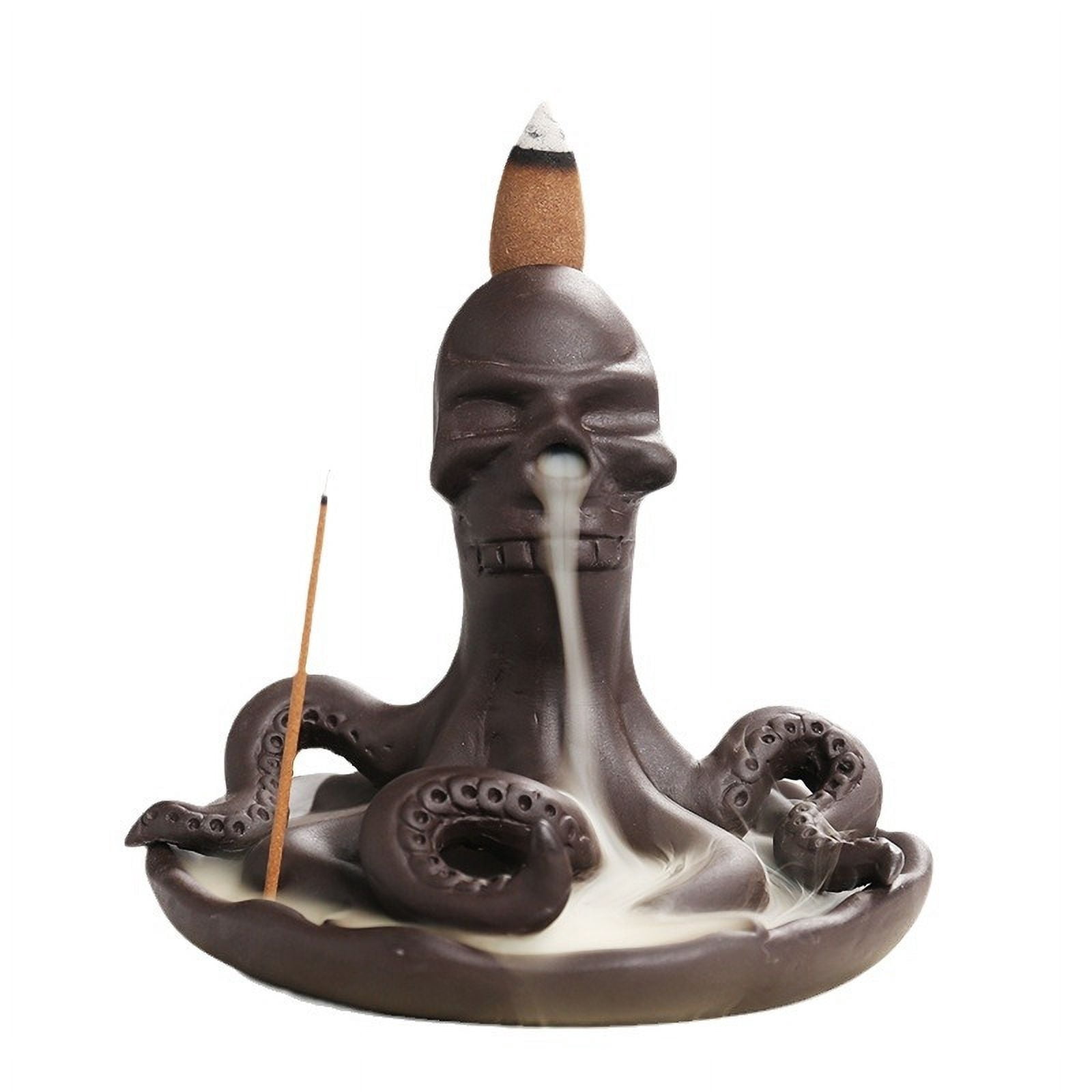 Purple Sand Ocean Animal Backflow Incense Burner,Creative Octopus Waterfall Smoke Incense Stick Holder Burner Home Craft Decoration