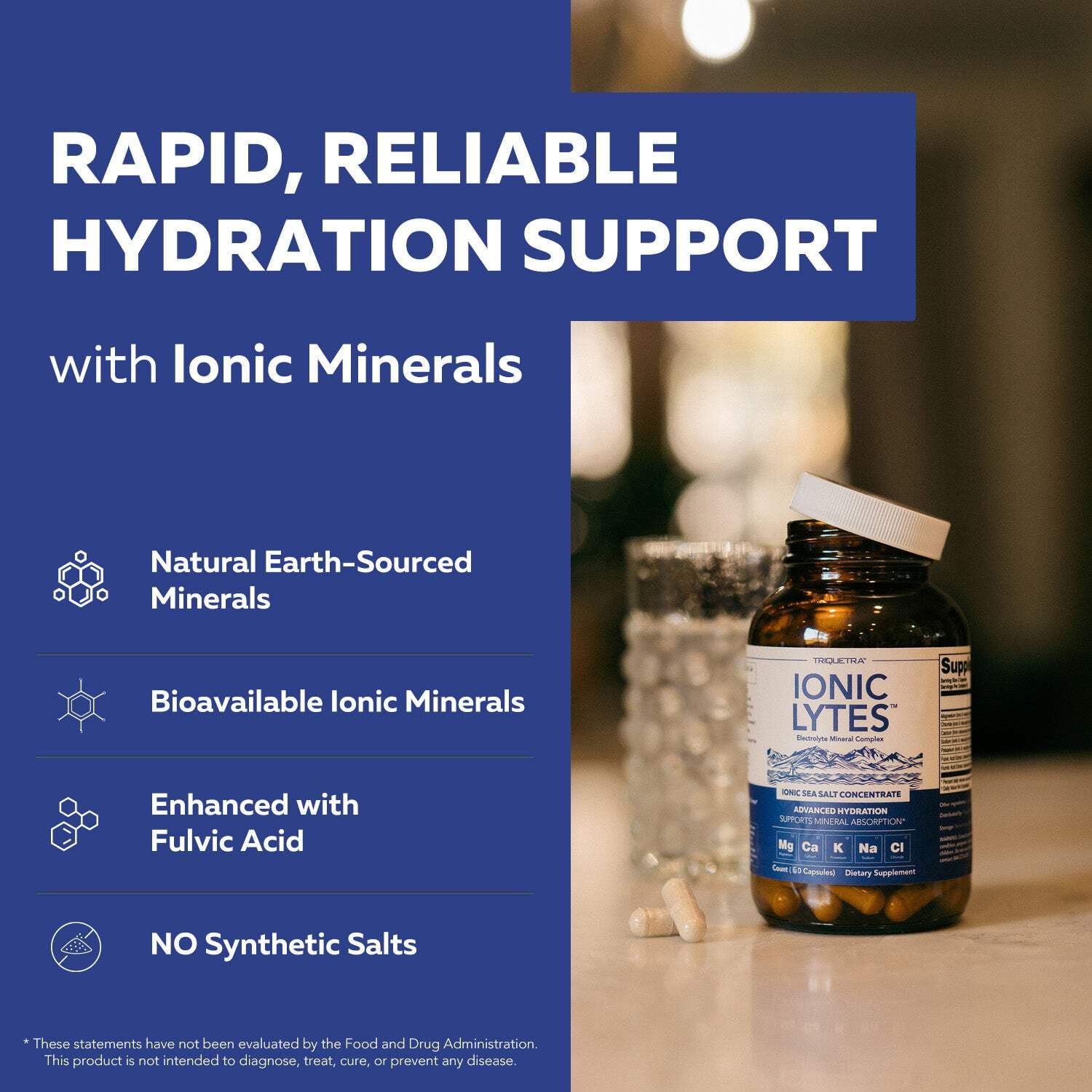 Triquetra Health Ionic Lytes™ Electrolyte Mineral Complex with Fulvic  Humic Acid - Capsules