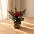 thumbnail image 3 of Artificial Mini Potted Poinsettia Arrangement Christmas Tabletop Plant Decor Holiday Home Accent Design B, 3 of 6