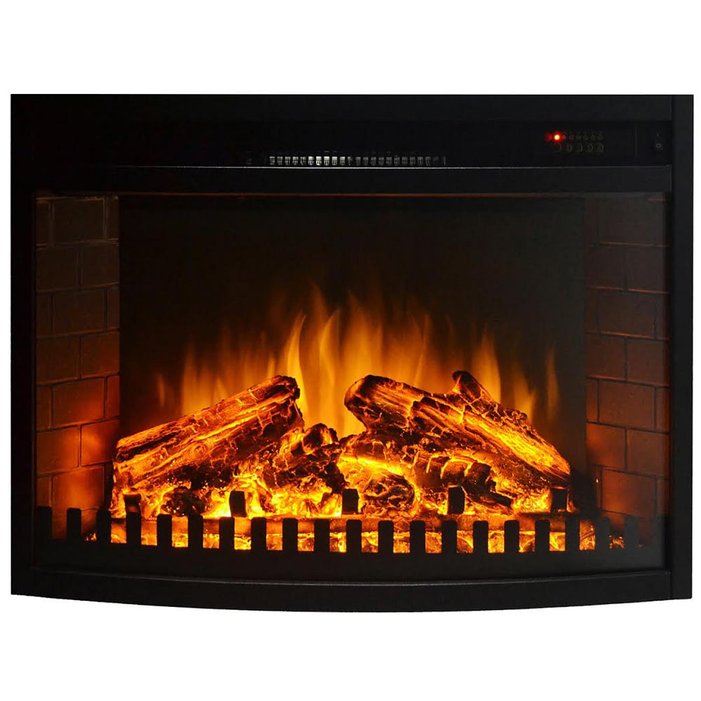 28 Inch Curved Ventless Electric Space, Curved Front Fireplace Insert