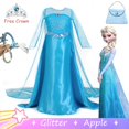 thumbnail image 2 of Elsa Frozen Lentejuelas Azul Vestido Para Niños Niña Malla Princesa Navidad Halloween Cosplay Disfraz Wear Terno, 2 of 4