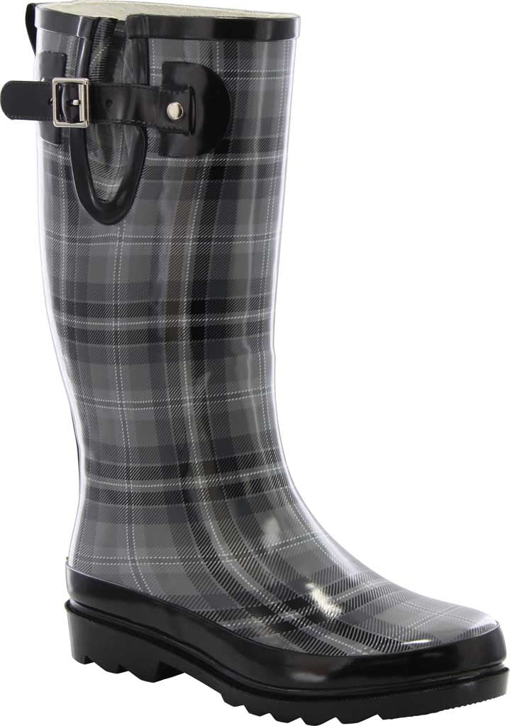 Women's Western Chief Highland Plaid Rain Boot Charcoal 10 M