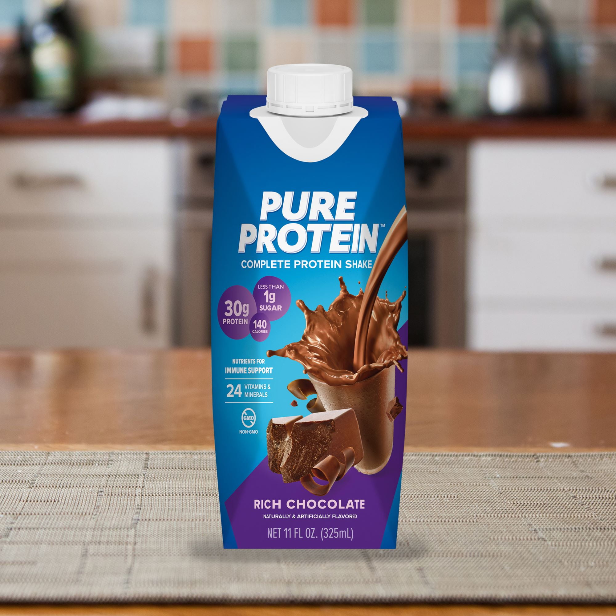 (3 pack) Pure Protein Shake, Rich Chocolate, 30g Protein, Gluten Free, 11 fl oz, 4 Ct