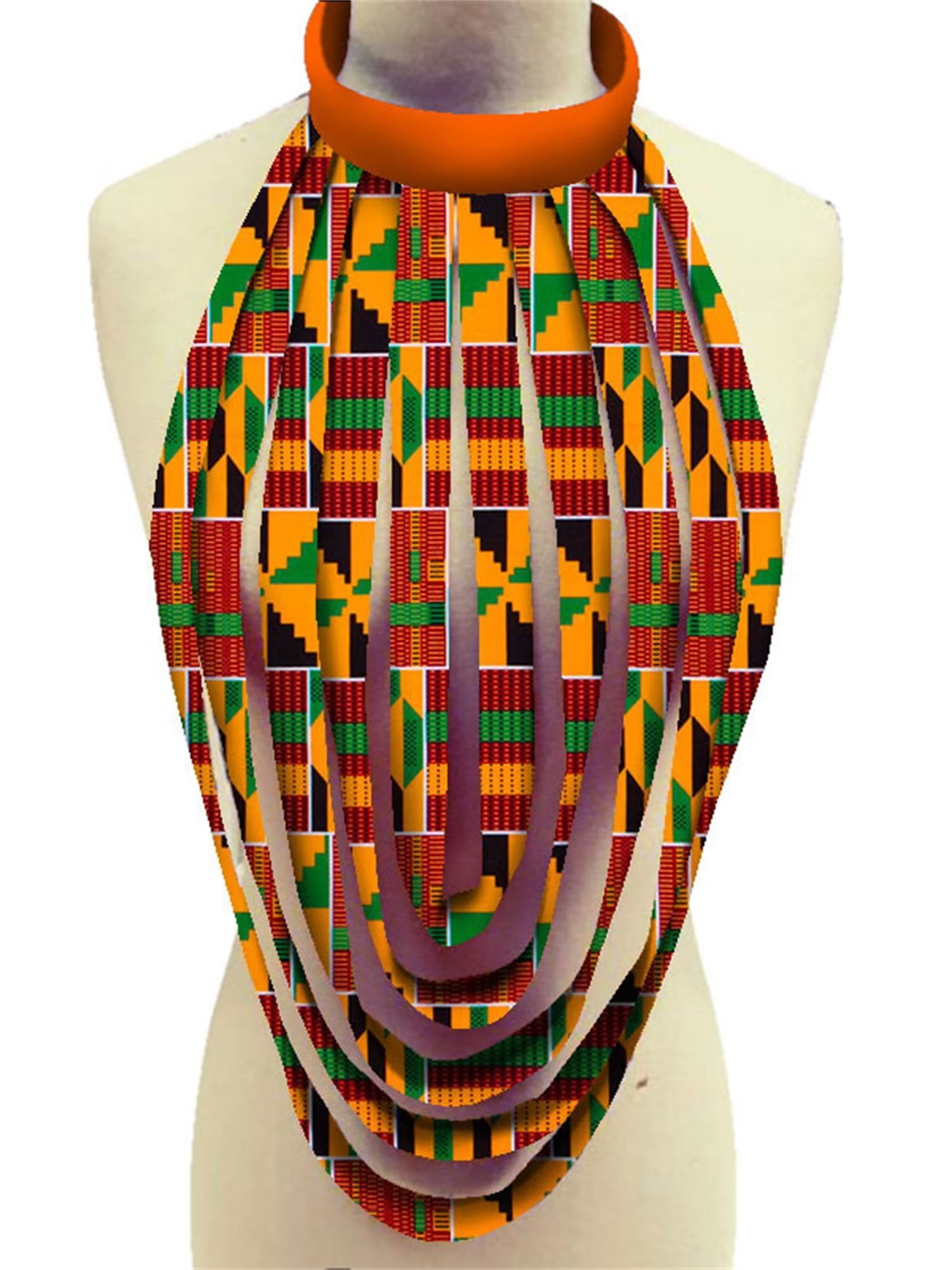 BintaRealWax African Multilayered Rope Necklace Ankara Jewelry African