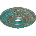 thumbnail image 3 of Ekena Millwork 18"OD x 3 1/2"ID x 1 1/2"P Rose Ceiling Medallion (Fits Canopies up to 7 1/4"), Hand-Painted Copper Green Patina, 3 of 6