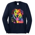 thumbnail image 3 of Smiling Dog | Colorful Neon Golden Retreiver | Dean Russo Art Animal Lover Mens Long Sleeve Shirt, Navy, Medium, 3 of 6
