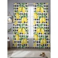 thumbnail image 2 of Farmhouse Watercolor Sheer Curtains for Living Room Bedroom, Lemon Fruit Black White Buffalo Plaid Light Filtering Sheer Curtains, Rod Pocket Voile Window Drapes, 2 Panels Set 52"x 108", 2 of 7