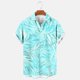 thumbnail image 5 of Blusa y camisa de manga corta con cuello vuelto para hombre, informal, a la moda, con estampado de bolsillo y botones, de poliéster., 5 of 6