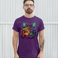 thumbnail image 3 of Tee Hunt If You're Nice I Might Let You Live with Me T-Shirt Andy Maxx Cat Men's Tee, Purple, Large, 3 of 5