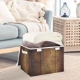 thumbnail image 3 of Yayeee Collapsible Cube Storage Bin with Lid Fabric Closet Decorative Basket with Handles, Wood Grain, 3 of 7
