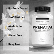 Research Labs Prenatal Vitamins for Women 2 Fer 1 Ad: 6X More Bioavailable Methylated Folate Folic Acid MTHF 5 | Supports Brain Development, Healthy Growth