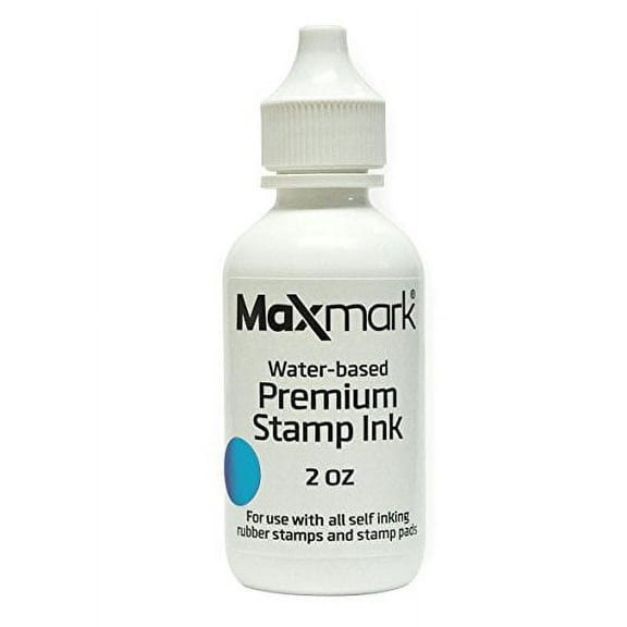 MaxMark Premium Refill Ink for self inking stamps and stamp pads, Light Blue Color - 2 oz.
