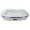 Vibrant Life Lounge Style Pet Bed, Large, Dark Gray with Blue Piping